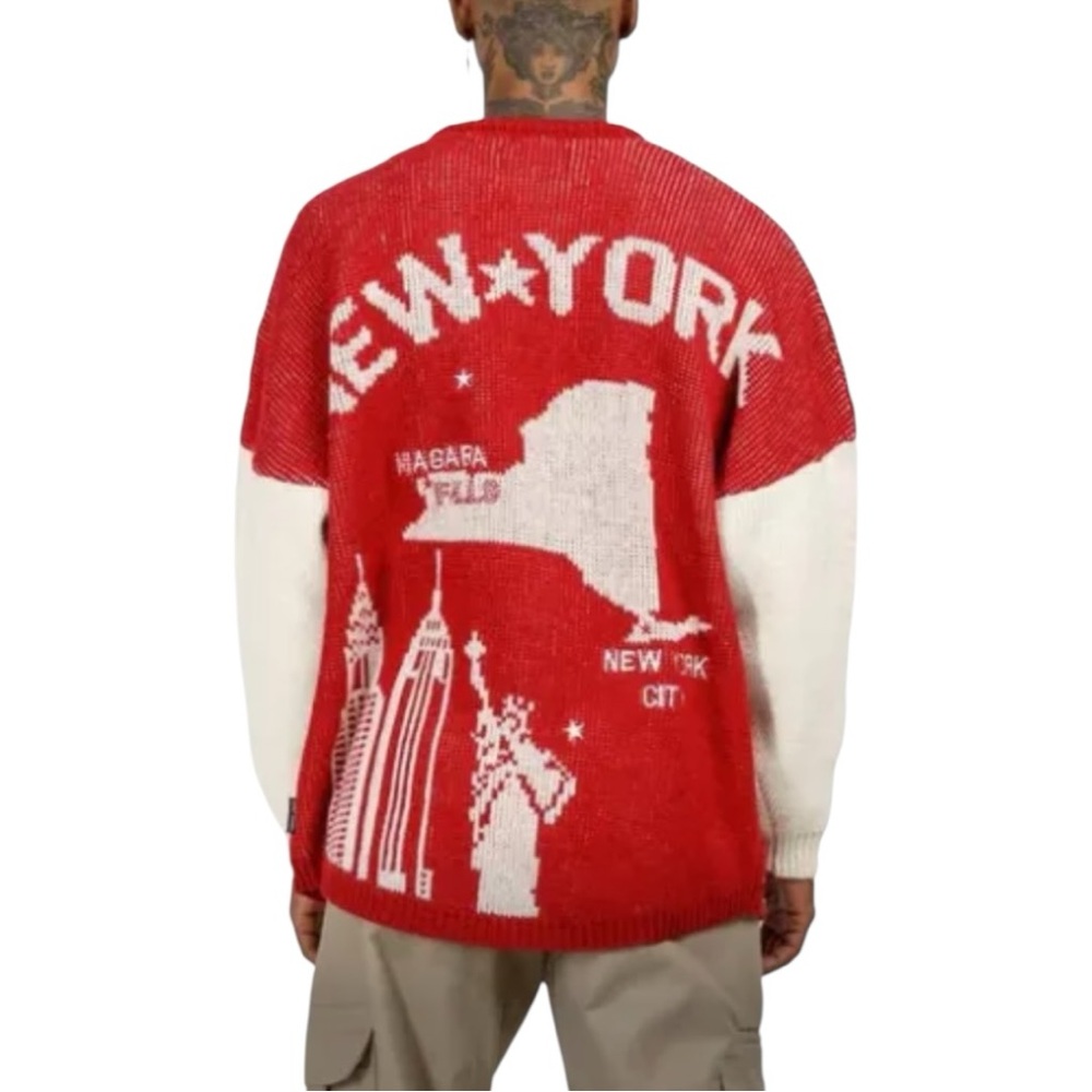 New Spirit Jersey Oversized New York Knit Sweater Size S - Picture 2 of 8